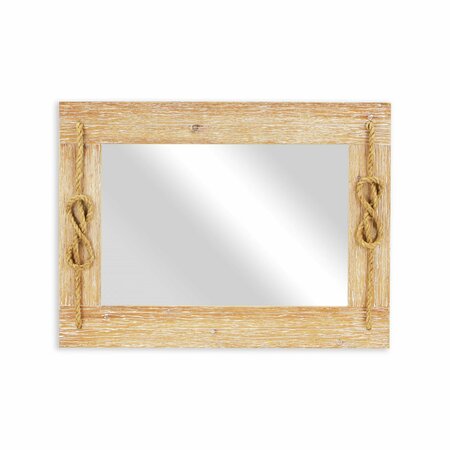 Homeroots Wood Finished Frame with Nautical Rope Accent Wall Mirror, Brown 379856